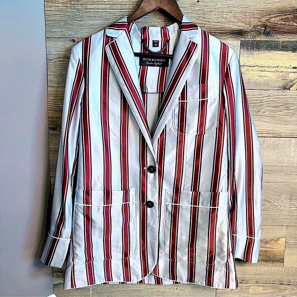 BURBERRY Relaxed Fit Striped Silk & Cotton Blazer, Runway (Fall 2016) 💯Authentic - Picture 1 of 16